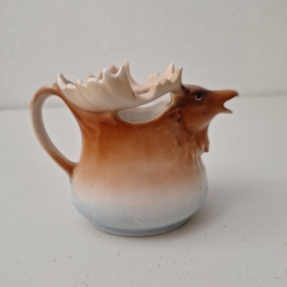 Vintage AUSTRIA Elk Creamer Pitcher Mug MCM Lodge Cabin Rustic Austrian SIGNED - Picture 3 of 9